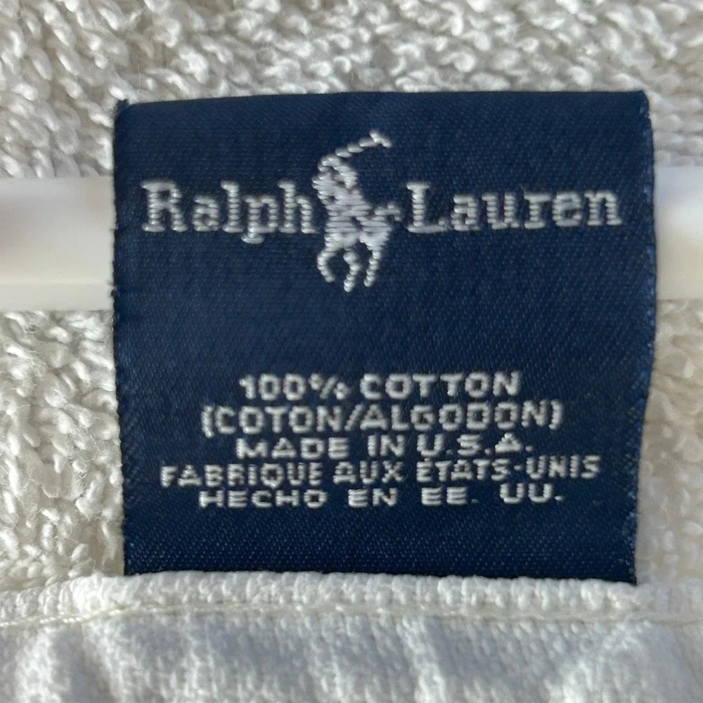 Vintage 90s Ralph Lauren Beach Towel OS White Polo Bear Golf Graphic USA Made